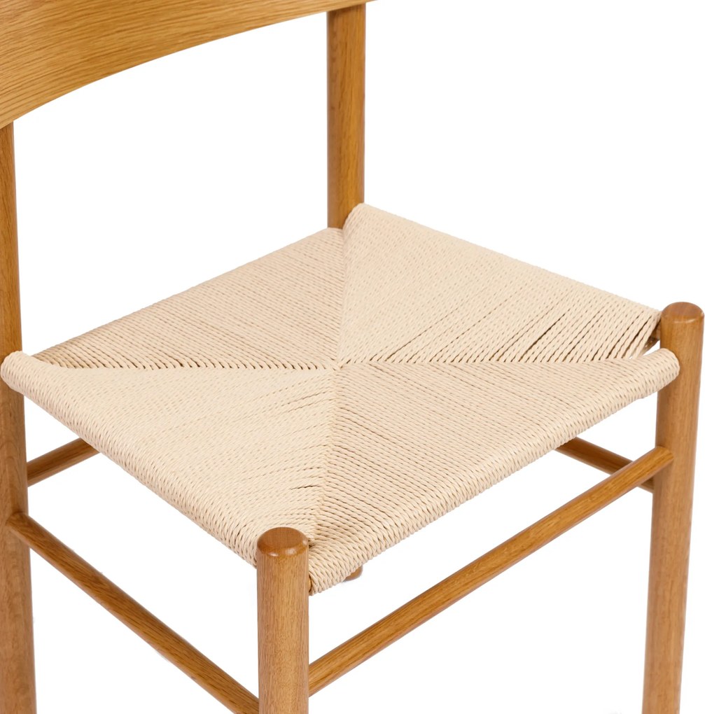 MAZZONI EXPORT LIAM Șnur Kraft/cadru Stejar Natural - SCAUN DIN LEMN ÎMPLETIT PENTRU LIVING SUFRAGERIE BUCĂTĂRIE MODERN CLASSIC BOHO