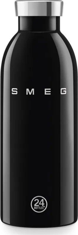 Sticla termos SMEG Clima 50's Style WBF01BL, 500 ml, Inchidere ermetica, Pereti dubli, Otel inoxidabil 18/8, Negru