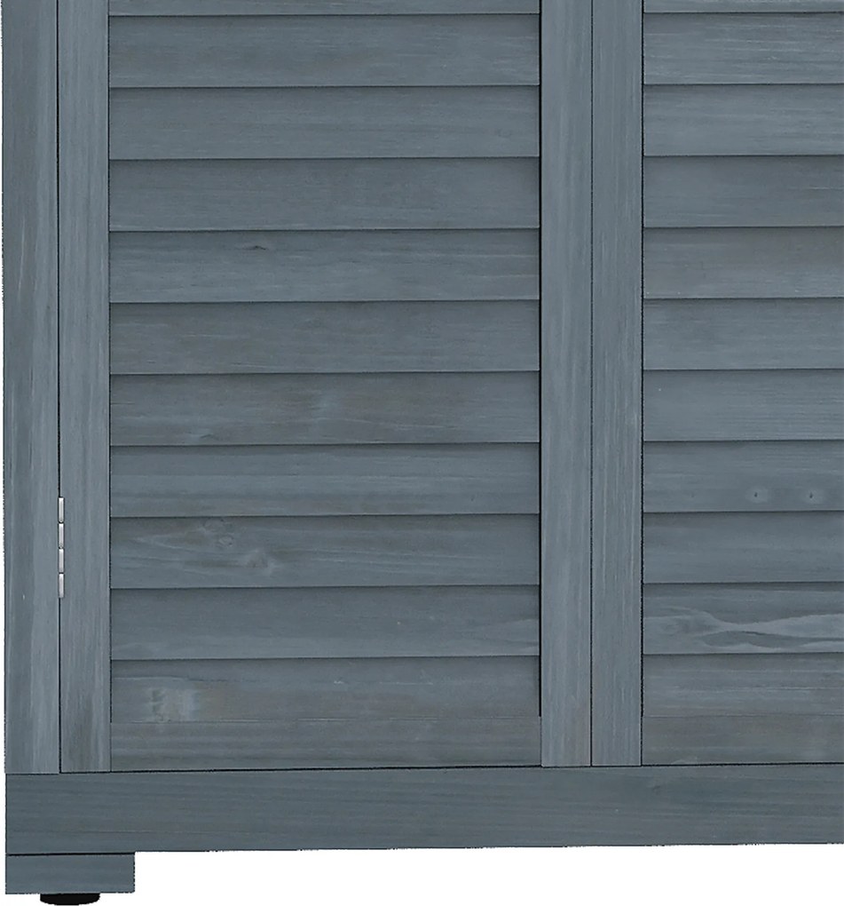 Outsunny Dulap de grădină pentru unelte din lemn, 2 rafturi, acoperiș bituminos, uși cu obloane, 87 x 47 x 160 cm, gri | Aosom Romania