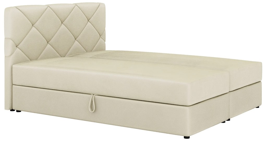 Pat matrimonial Boxspring 140x200 cm Karum (Bej) (cu somieră și saltea). 1007769