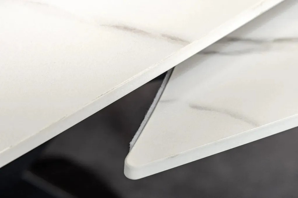 Masa extensibila cu design prin rotire Inception 130-190cm alb marmorat