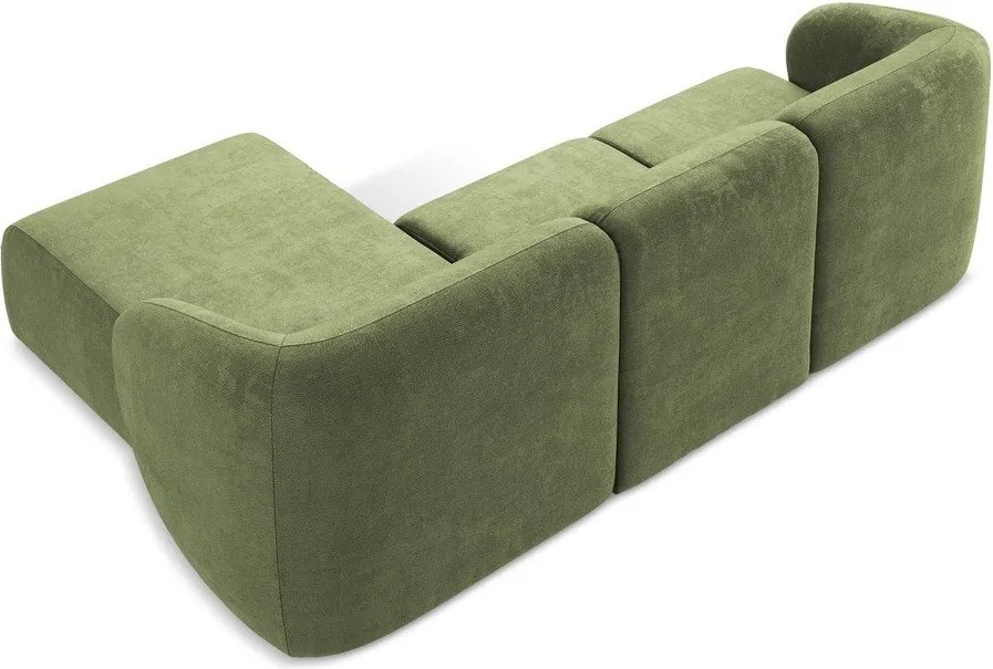 Colțar verde cu tapițerie din chenille (cu colț pe partea dreaptă/cu șezlong) Lani – Makamii