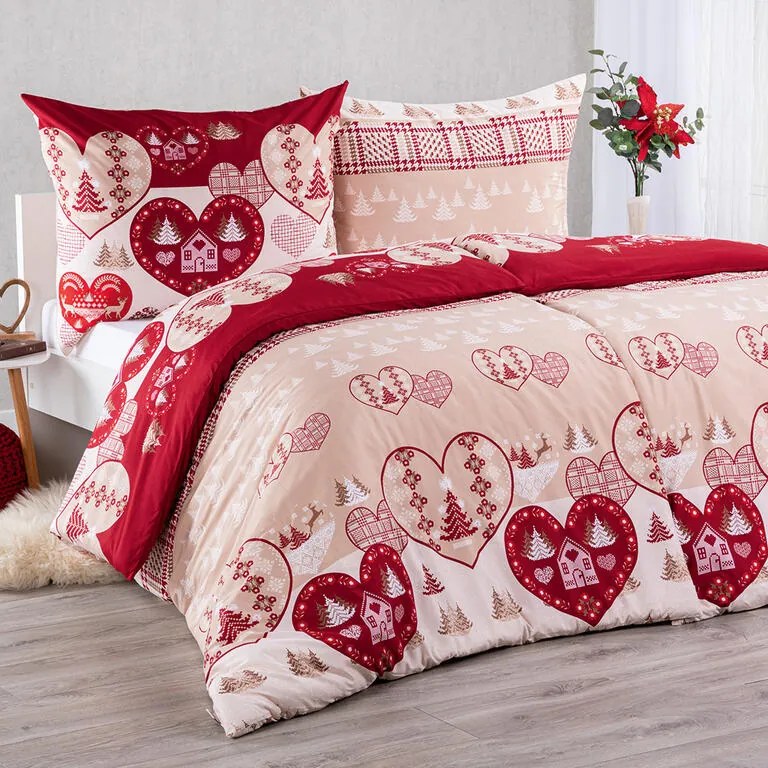 Lenjerie de pat din microfibră INIMĂ 2x pat simplu