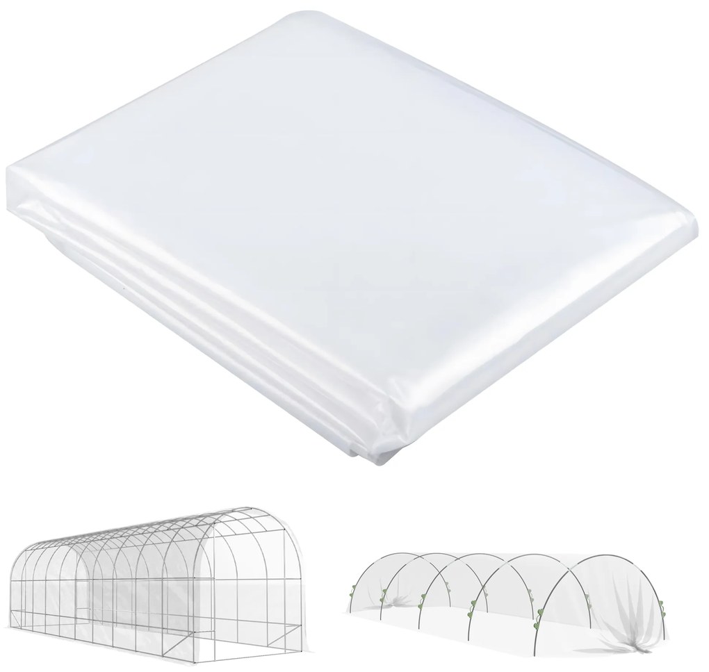 Outsunny Acoperire pentru seră din plastic, prelată pentru acoperirea plantelor, rezistentă la UV, rezistentă la apă, 8 x 10 m | Aosom Romania