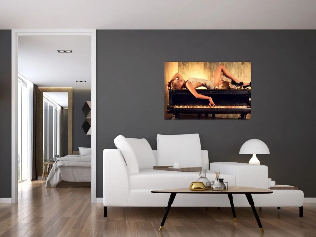 Tablou - Femeia și pian (90x60 cm)