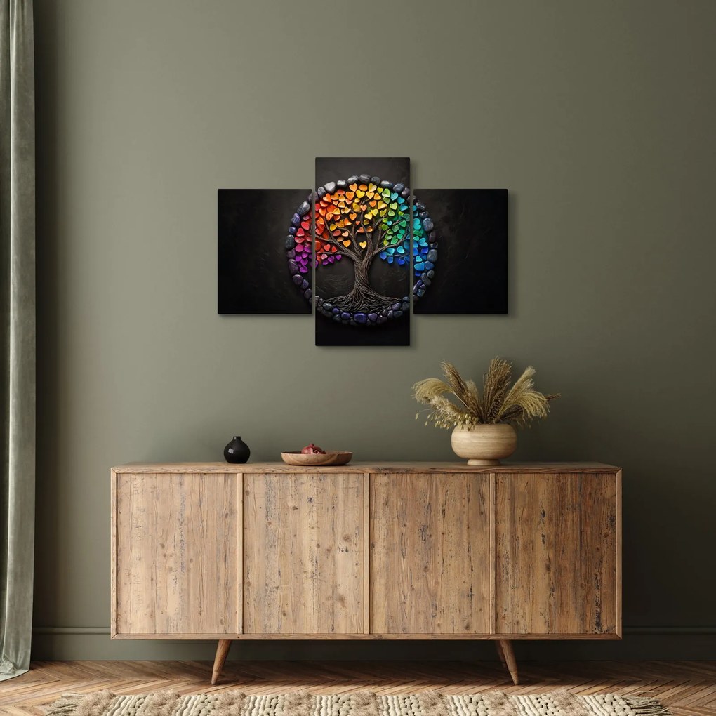 Tablou – Arbore plin de inimi colorate (90x60 cm)
