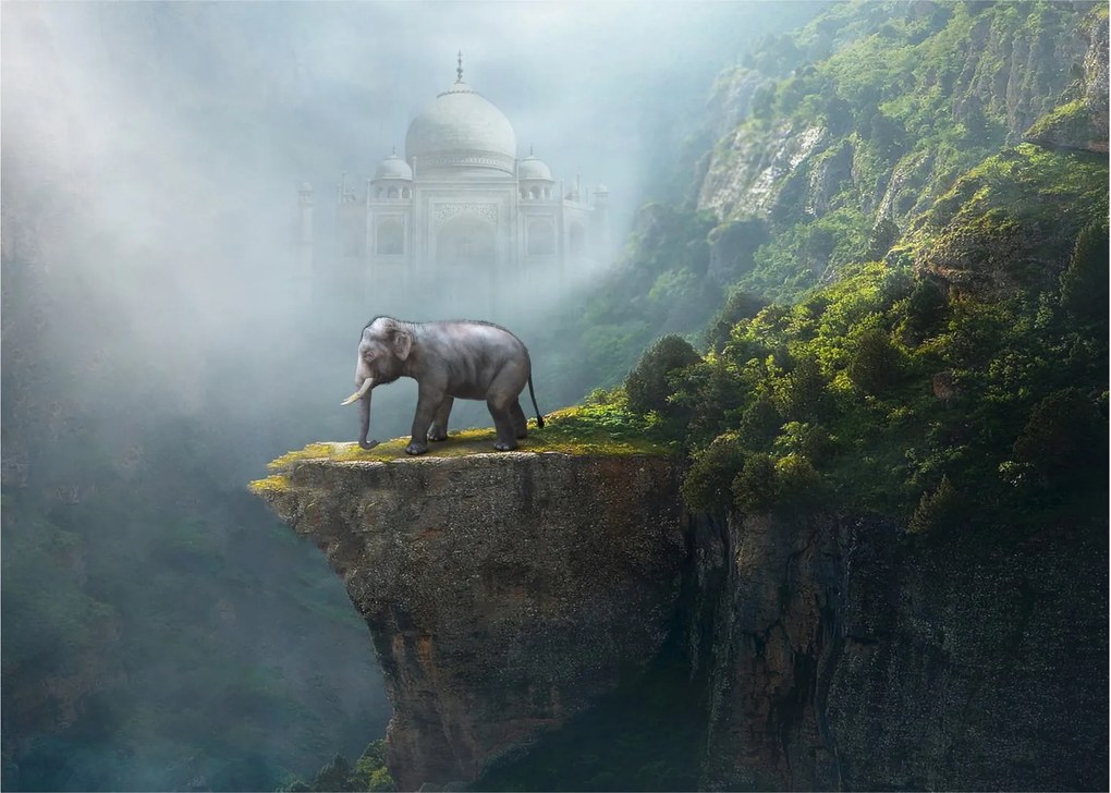Tablou - Elefant în vârful Taj Mahalului (70x50 cm)