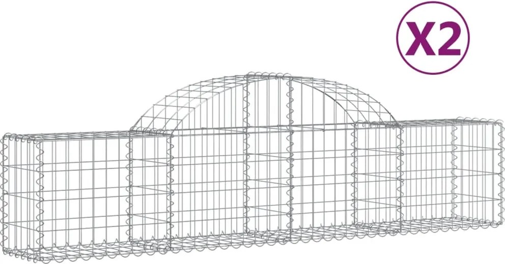 vidaXL Coșuri gabion arcuite 2 buc, 200x30x40/60 cm, fier galvanizat