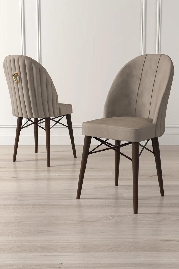 Set 4 scaune haaus Ritim, Cappuccino/Maro, textil, picioare metalice