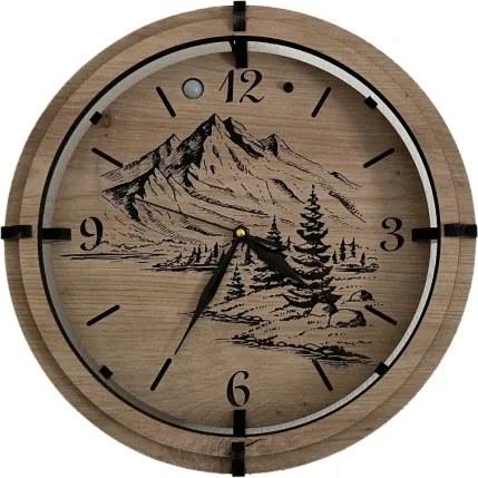 Li-Go 23697/DUB/BAT2 - Ceas LED reglabil cu senzor, LED/1xAA, diametru 32 cm, stejar