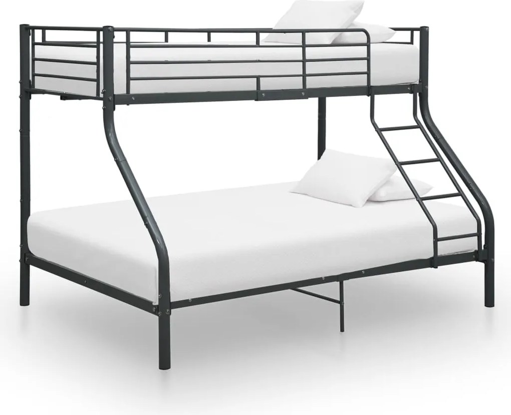 vidaXL Cadru de pat supraetajat, negru, 140 x 200/90 x 200 cm, metal