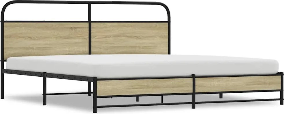 vidaXL Cadru de pat metalic fără saltea, stejar sonoma, 193x203 cm