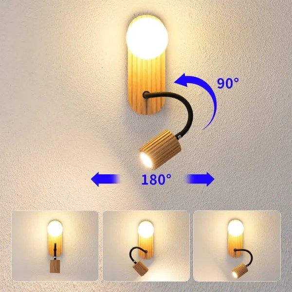 Brilagi - Aplică de perete Modern Wood 1xG9/5W/230V + 1xGU10/8W, lemn de cauciuc