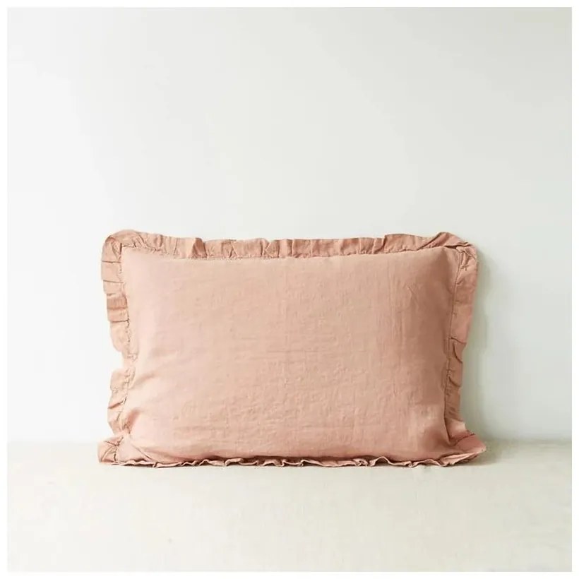 Față de pernă din in cu tiv plisat Linen Tales, 50 x 60 cm, maro teracotă