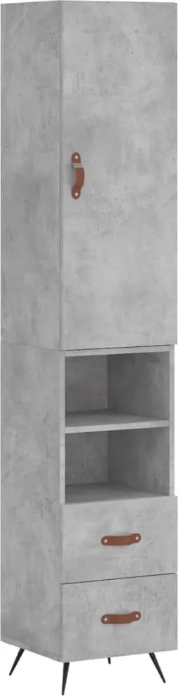 vidaXL Dulap înalt, gri beton, 34,5x34x180 cm, lemn prelucrat