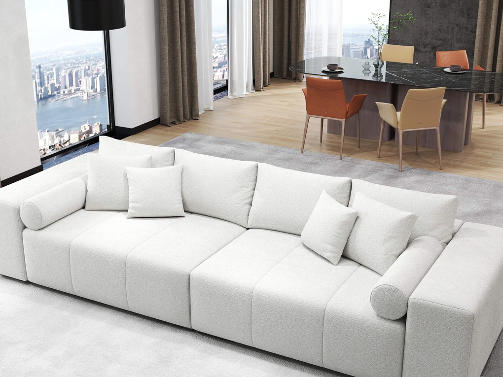 Canapea extensibilă dumonde cu ladă de depozitare si sezut confortabil din spuma high-density, Marbela Euphoria Ivory XXL 295x100 cm