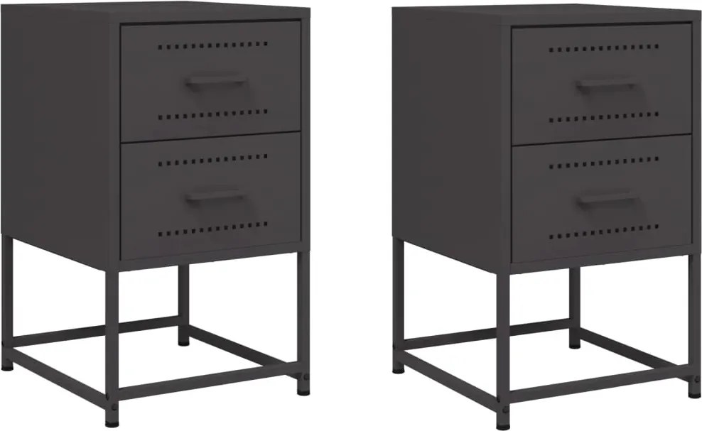 vidaXL Noptiere, 2 buc., negru, 36x39x60,5 cm, oțel