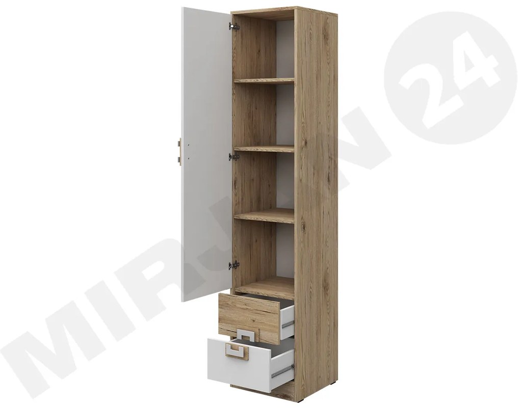 Dulap cu rafturi Niles NI05 (stejar deschis + alb + turcoaz). 1058374