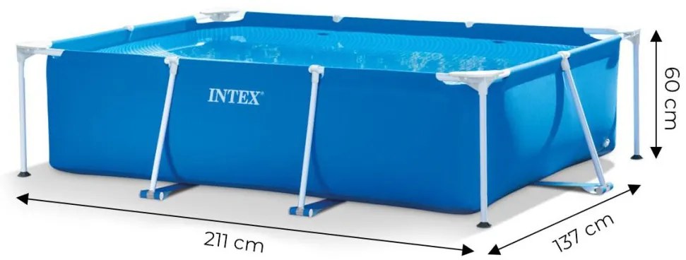 Piscină de grădină dreptunghiulară 211 x 137 x 60 cm