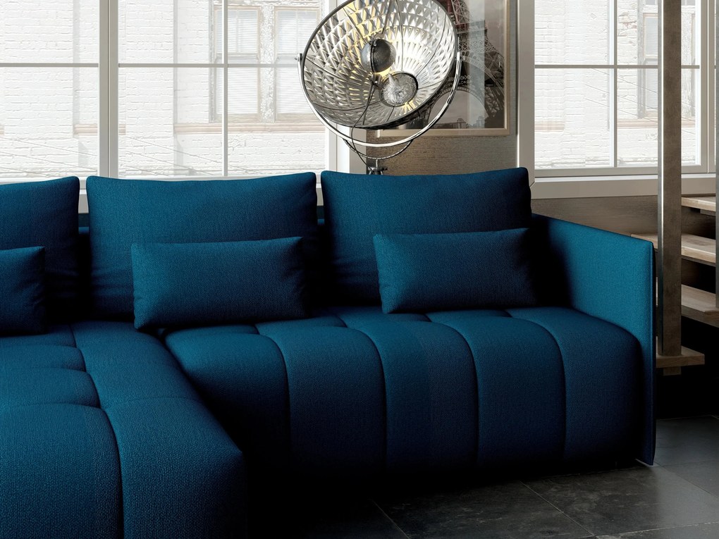 Colțar extensibil dumonde cu ladă de depozitare si sezut confortabil din spuma high-density, Malta Enjoy Petrol 235x185 cm