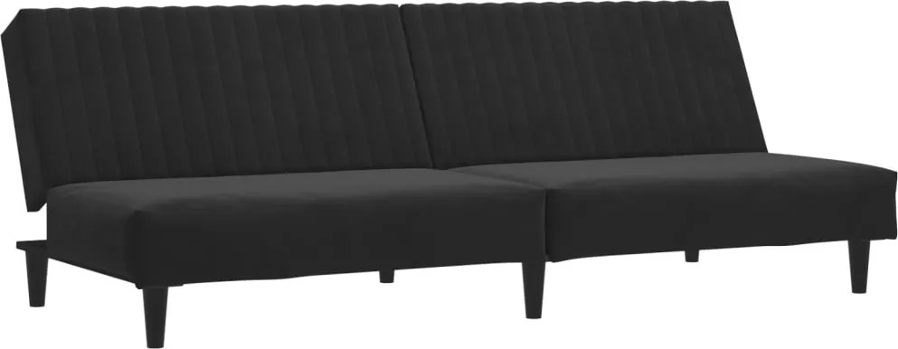 vidaXL Canapea extensibilă cu 2 locuri, negru, catifea