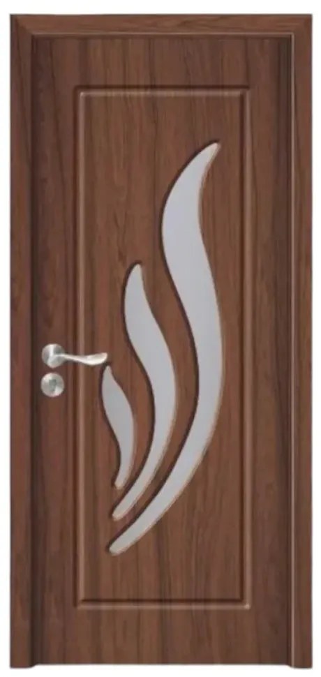 Usa Interior din MDF Novo Doors ND310, Cadru din Lemn Masiv, Geam Sablat, KIT COMPLET, Toc , Manere si balamale incluse (Culoare: Gri deschis, Toc: