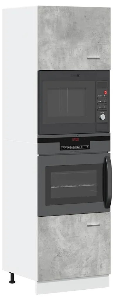 vidaXL Dulap de cuptor cu microunde “Lyon”, gri beton, 60x57x207 cm