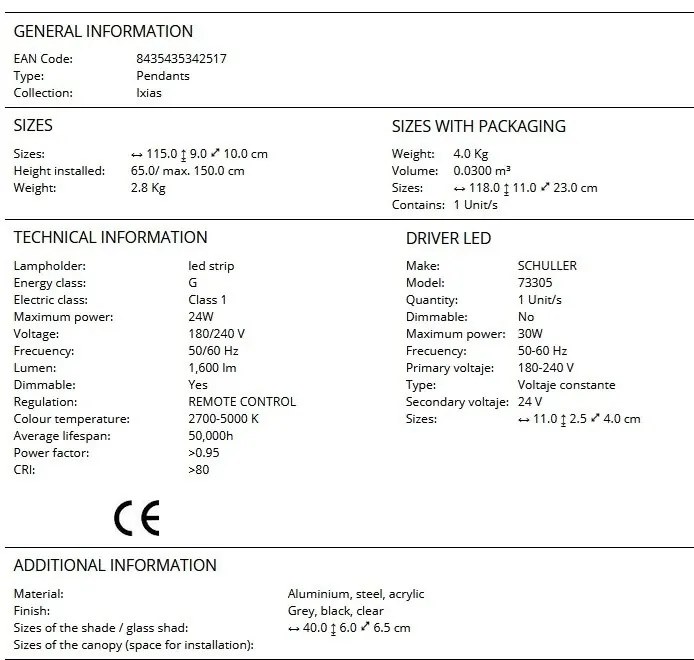 Lustra LED suspendata cu telecomanda Ixias