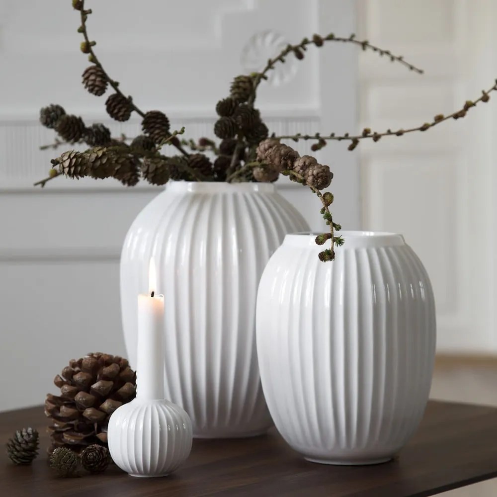 Vază din gresie Kähler Design Hammershoi, înălțime 20 cm, alb