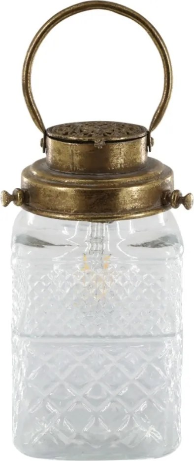 Felinar auriu, din sticla, LED, E27, D12cm, French