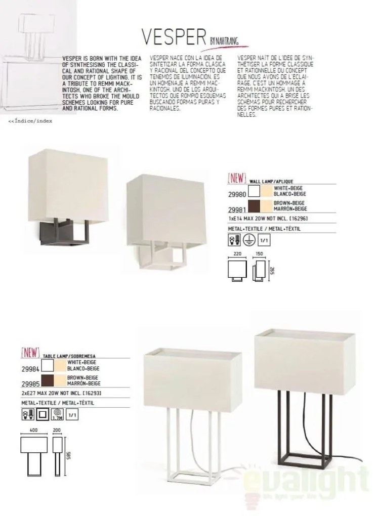 Aplica de perete moderna Vesper 29980