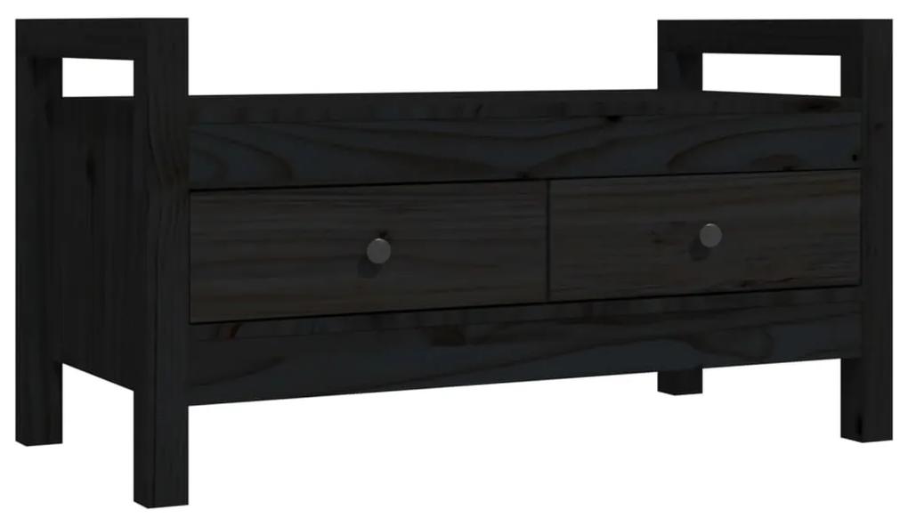 821788 vidaXL Bancă de hol, negru, 80x40x43 cm, lemn masiv pin