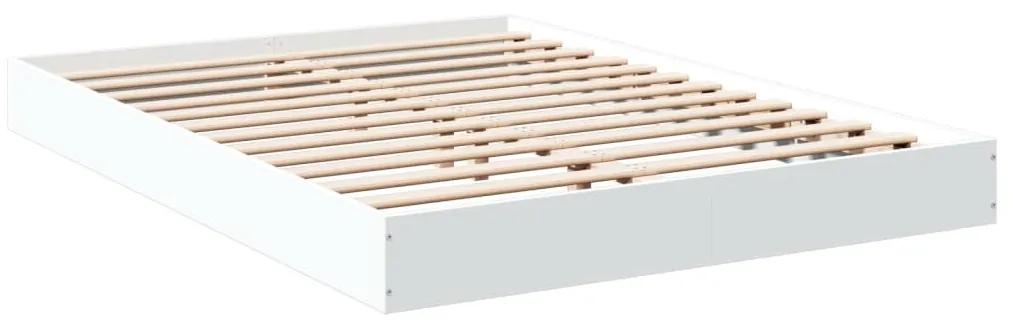 842042 vidaXL Cadru de pat, alb ,135x190 cm, lemn prelucrat