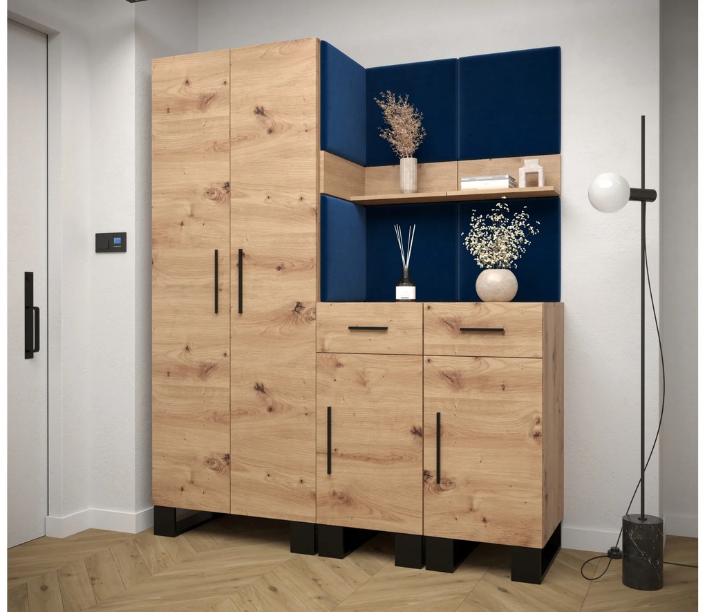 Set mobilier pentru hol Amanda 7 (Stejar artisan + Albastru). 1085916