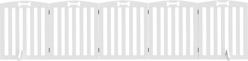 PawHut Poartă autoportantă pentru câini cu picioare de susținere, pentru deschideri de ușă, hol, scări, 258 x 30 x 61 cm, Alb | Aosom Romania