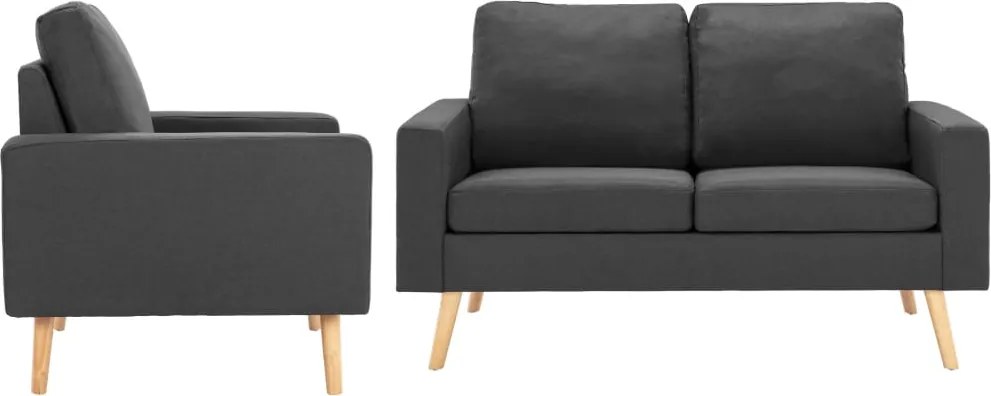 vidaXL Set de canapele, 2 piese, gri închis, material textil