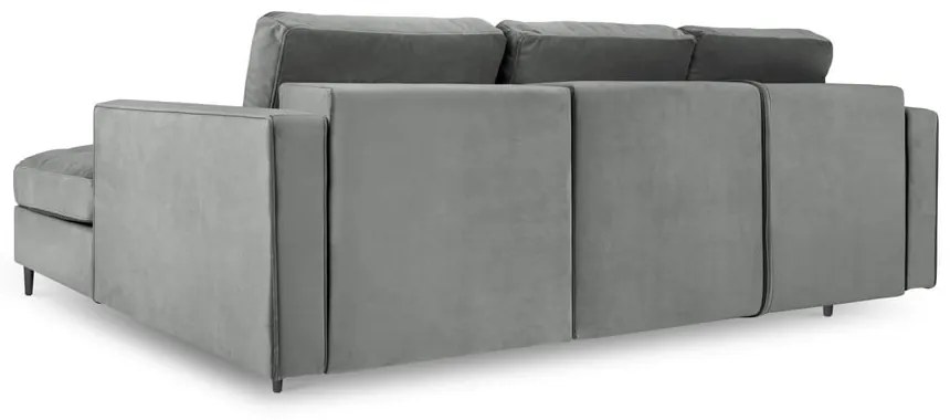 Colțar extensibil din catifea cu șezlong dreapta Milo Casa Santo, gri deschis