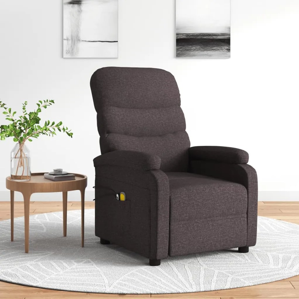 3073699 vidaXL Fotoliu de masaj electric, maro închis, material textil