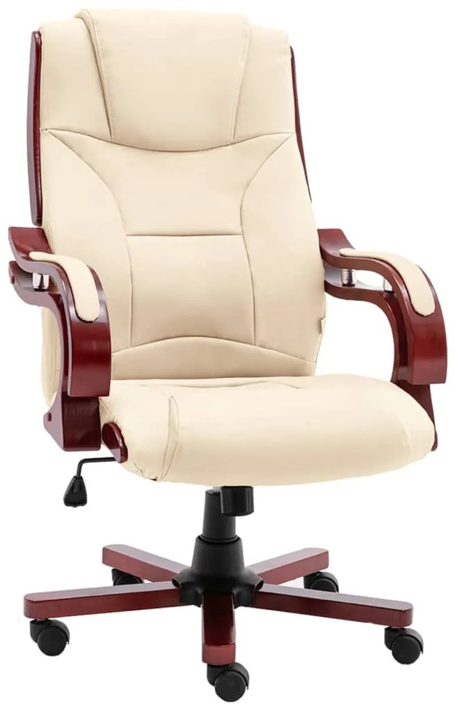 20566 vidaXL Scaun de birou, crem, piele naturală