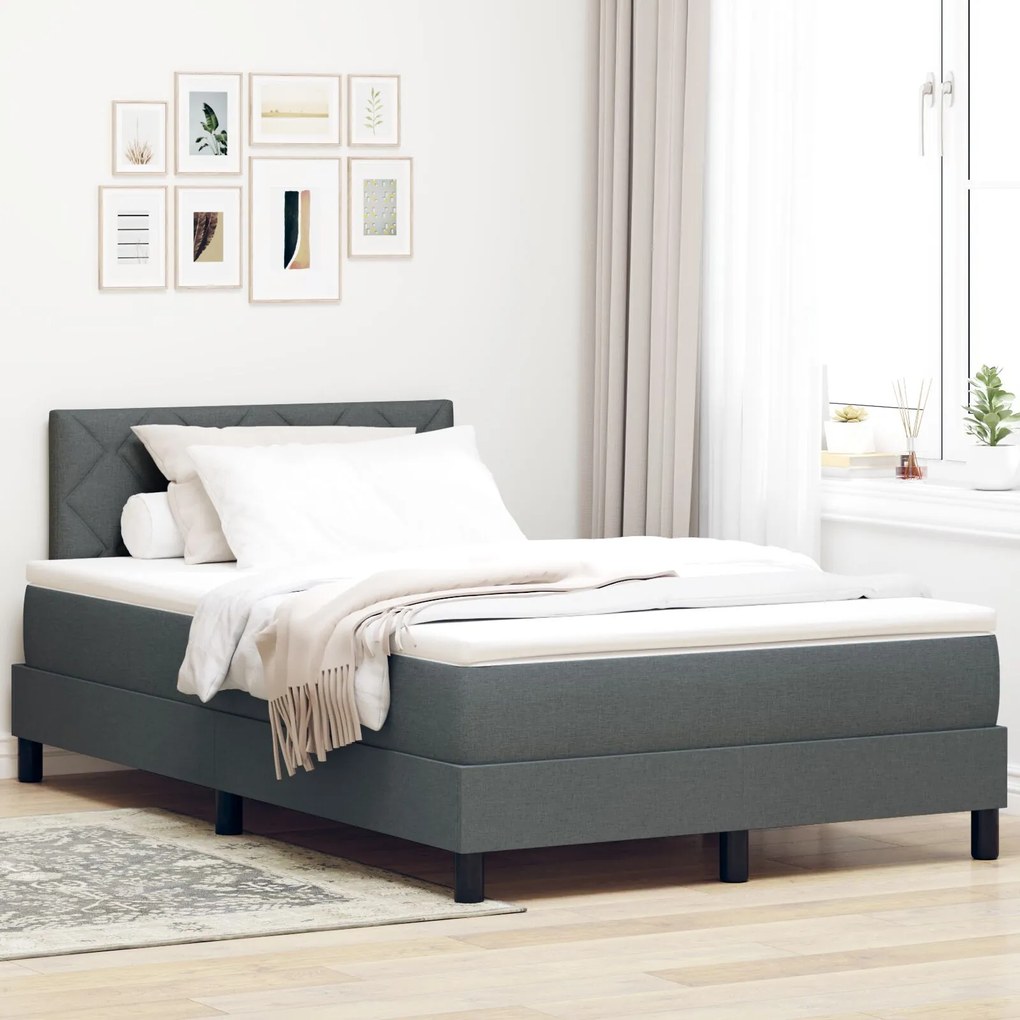 vidaXL Pat cu somieră cu saltea gri închis 120x200 cm țesătură