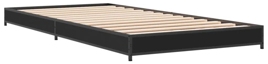 845186 vidaXL Cadru de pat, negru, 75x190 cm, lemn prelucrat și metal