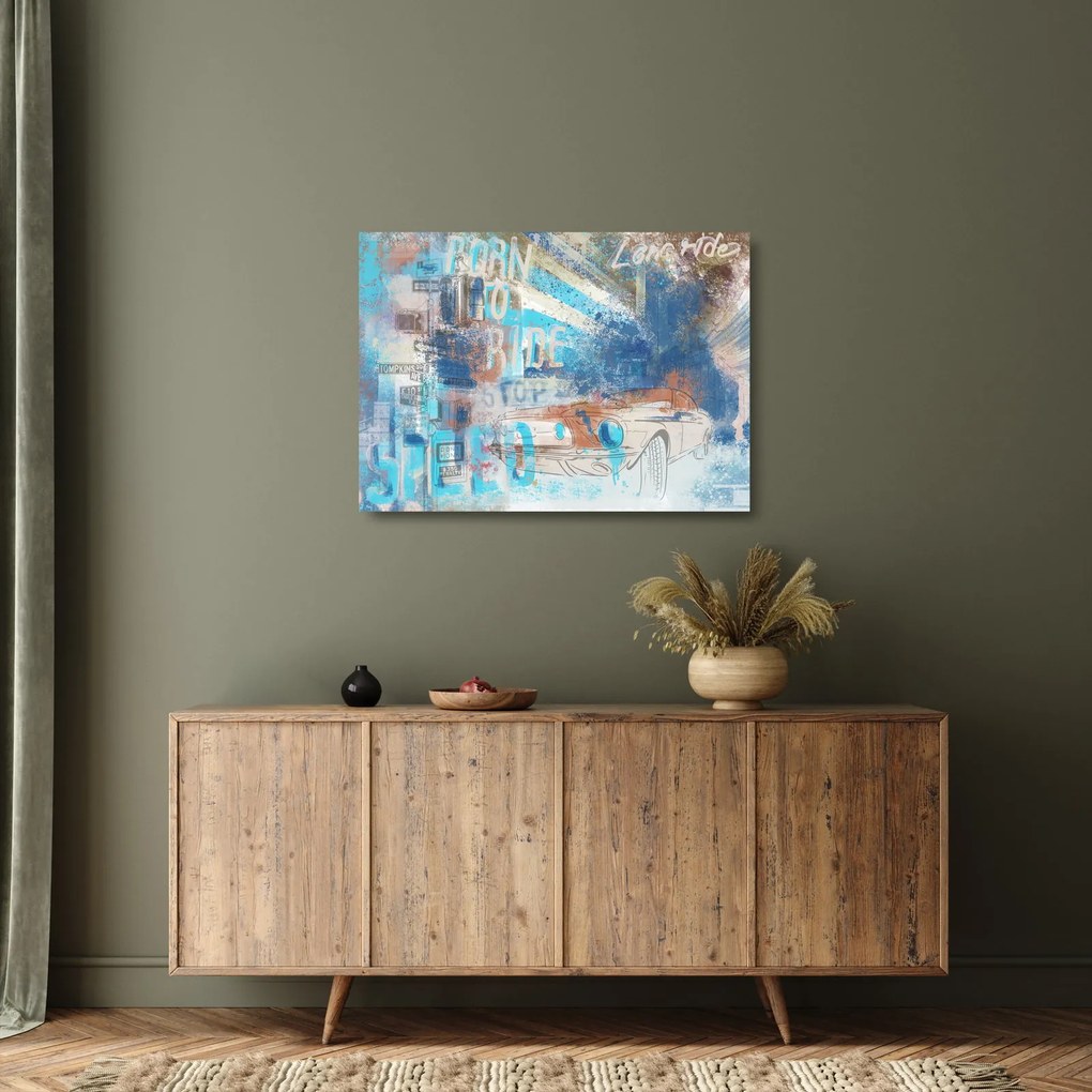 Tablou pe sticlă - Născut să călătorească (70x50 cm)
