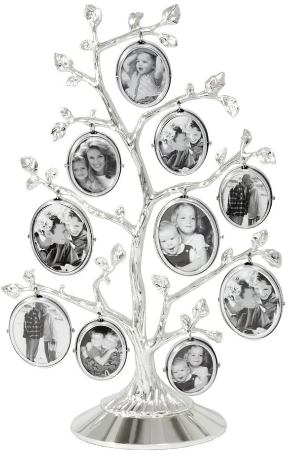 Ramă foto argintie de sine stătătoare din metal 27x18 cm Family Tree – Zilverstad