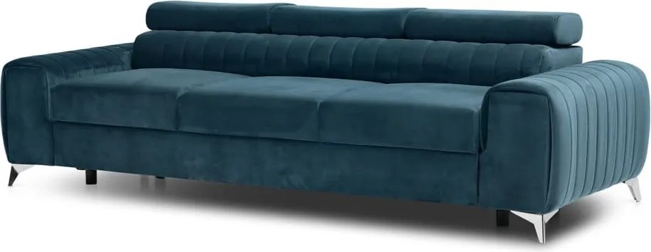 Canapea albastră extensibilă cu tapițerie din catifea 261 cm Laurence – ELTAP