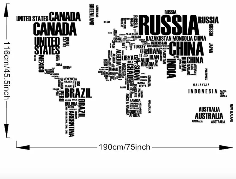 Autocolant de perete "Harta lumii 2" 116x190cm