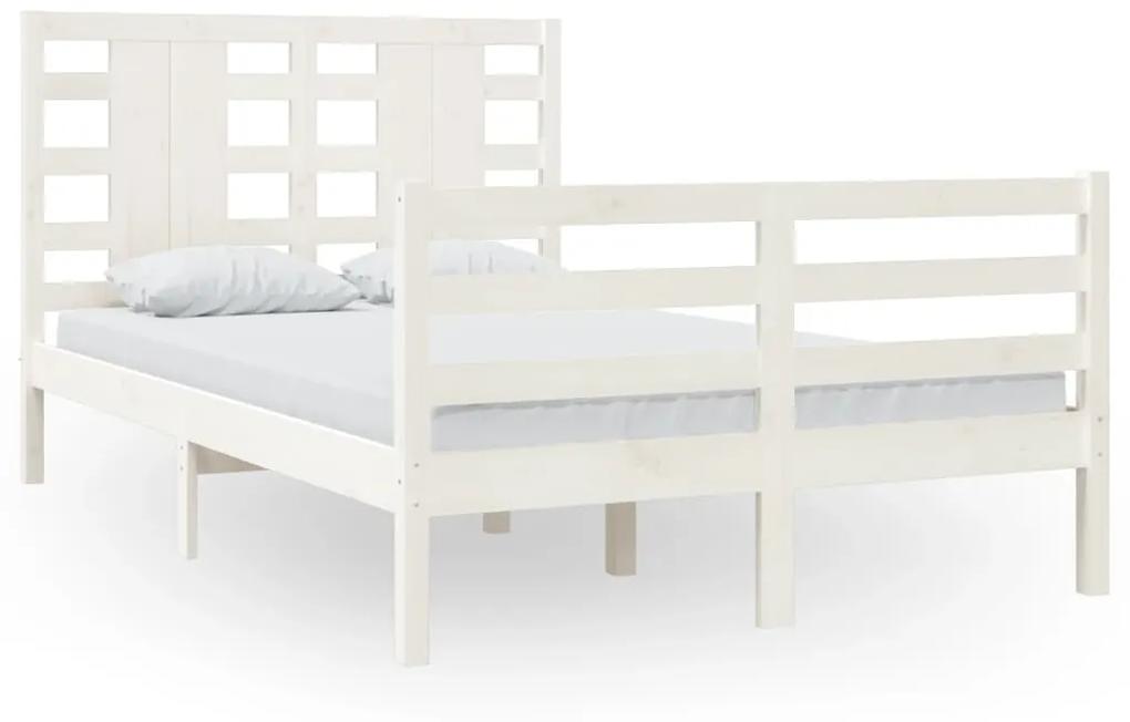 3104279 vidaXL Cadru de pat, alb, 120x200 cm, lemn masiv de pin