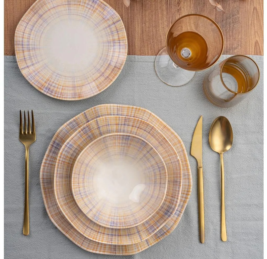 Set de masă din porțelan, 24 de piese, portocaliu