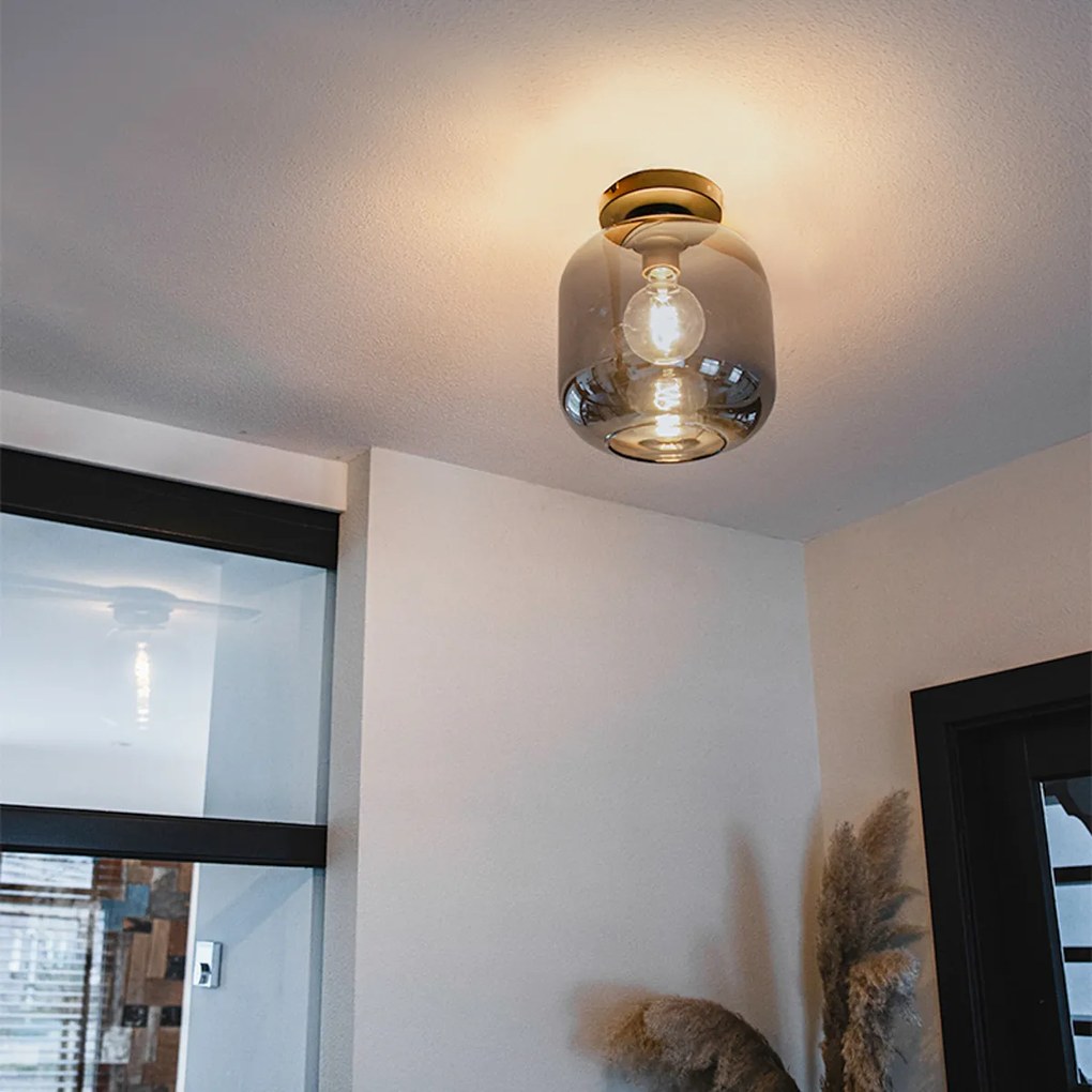 Plafoniera de design neagra & aurie cu sticla fumurie - Zuzanna