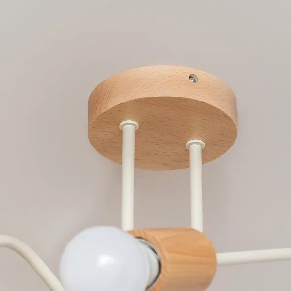 Lustru aplicat OXFORD 2xE27/15W/230V lemn de pin/crem