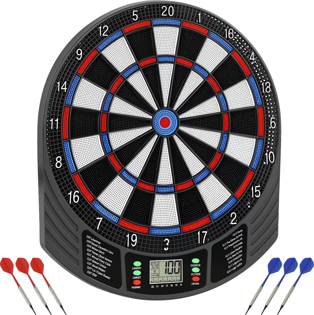 SPORTNOW Set electronic de darts cu vârfuri moi, ecrane LED duble, 33 de jocuri, 202 de variante, până la 8 jucători | Aosom Romania